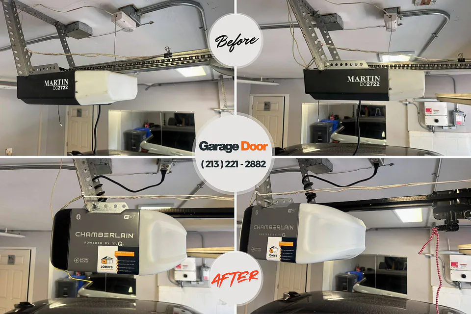 Before and after: garage door repair Shullsburg, WI